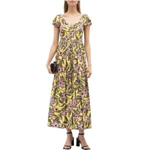 Valentino RED cotton floral fit and flare maxi dress size 46 excellent condition